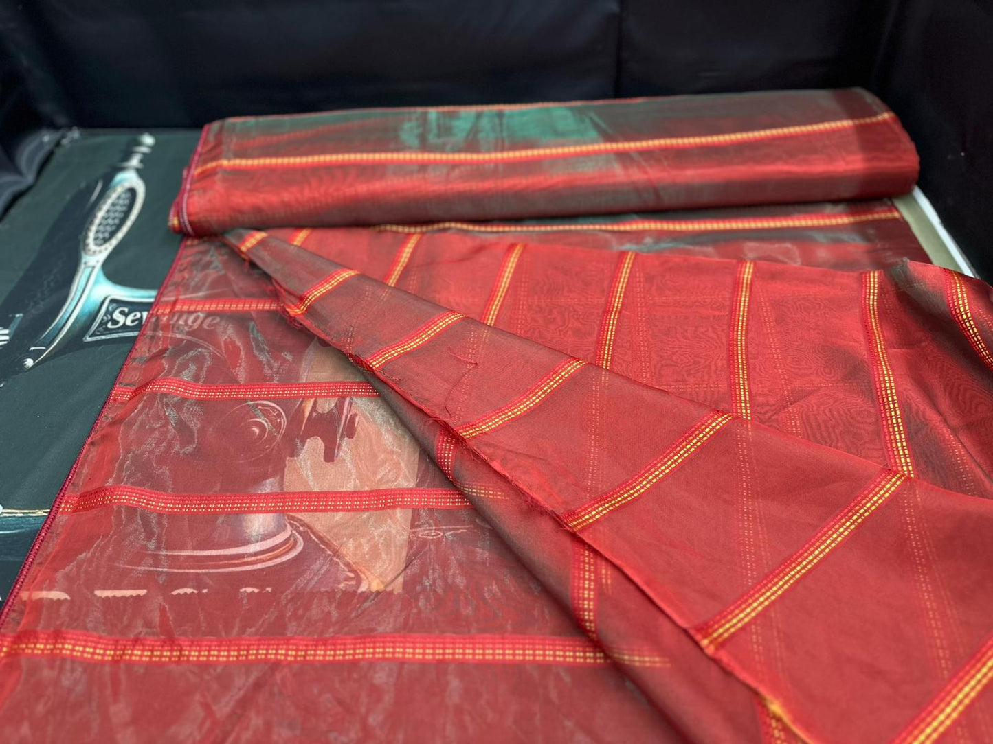 Exklusiver Struktur-Vorhang mit Wellenmuster – Türkis/Blau – 1,45 m x 2,50 m.