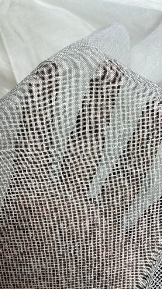 Klassischer transparenter Netz-Vorhang – Weiß – Verschiedene feine Streifen-Optiken – 1,45m x 2,50m